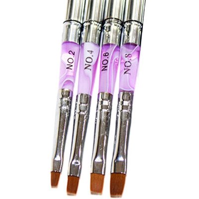 Penslar för naglar med naturborst - Gelé - 2, 4, 6, 8 mm - Set -glamandbeauty.se