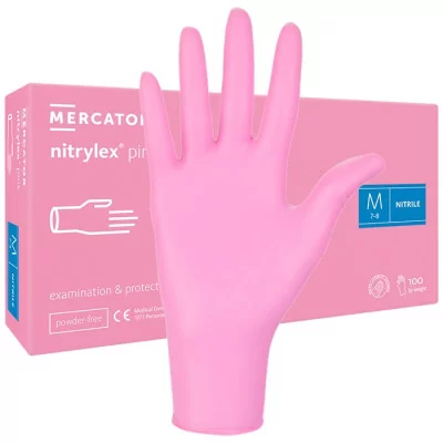 Handskar 100 st - Nitril - Rosa - Medium - Skyddshandskar -glamandbeauty.se
