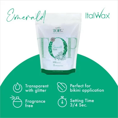 Vax i flingor - TOP Line - Emerald - 750g - Italwax - Varmvax - Flingor -glamandbeauty.se