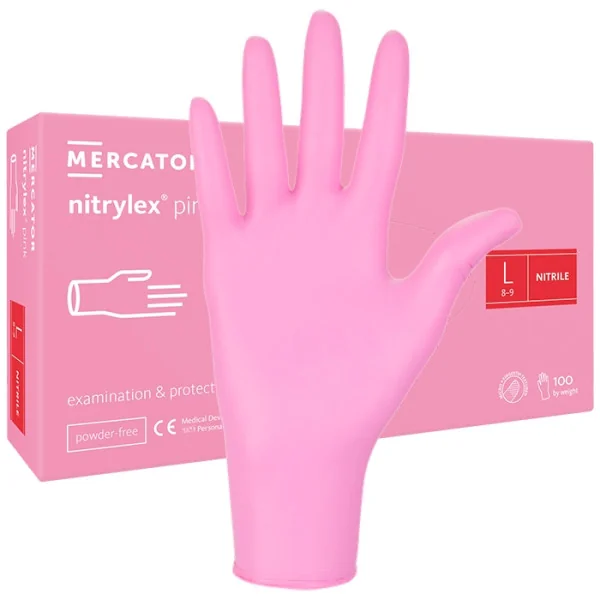 100st Handskar Nitril - Storlek: Large - Rosa