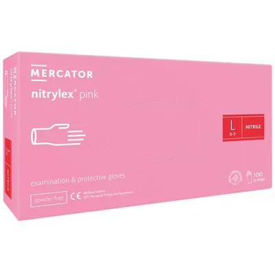 100st Handskar Nitril - Storlek: Large - Rosa - Skyddshandskar -glamandbeauty.se