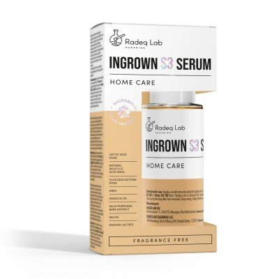 Ingrown S3 Serum - 50ml - Radeq Lab - För innåtväxande hår  - Före / Efter sockrings produkter -glamandbeauty.se